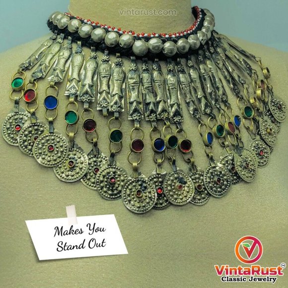 Handmade Choker Necklace, Long Dangling Tassels Fish Motif Necklace - Picture 8 of 14